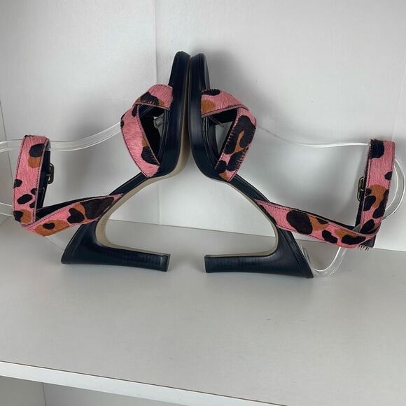 Gianni Bini Veronica Leopard Print Hair on Hide Strappy Heeled Sandals 8 - Picture 9 of 13